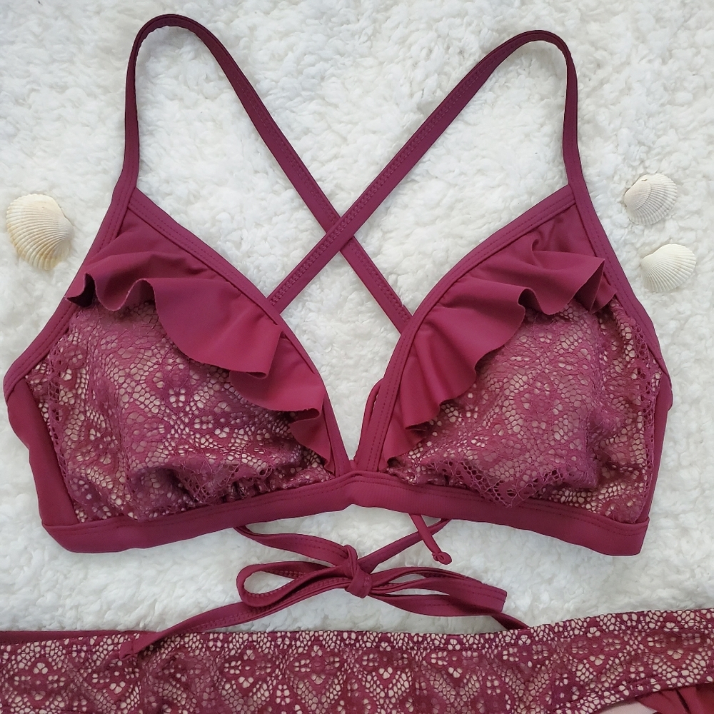 Xhilaration Pink Ruffle Bikini Set - Picture 2 of 10